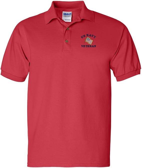 US Navy Veteran Custom Personalized Embroidery Embroidered Golf Polo Shirt