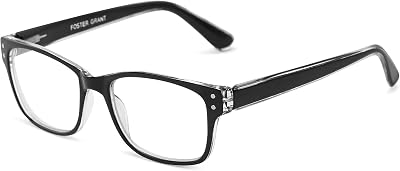 Foster Grant mens Tristan Pop of Power Bifocal Style Blue Light Reading Glasses, Shiny Black, 52mm US