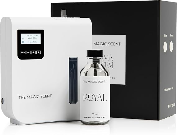 The Magic Scent Diffuser for Home & Hotels, Portable or HVAC Scent Diffuser | Up to 2,000 sq. ft. Coverage. With Royal Fragrance Oil for Diffuser. Standalone or HVAC Scent Diffuser Whole House.