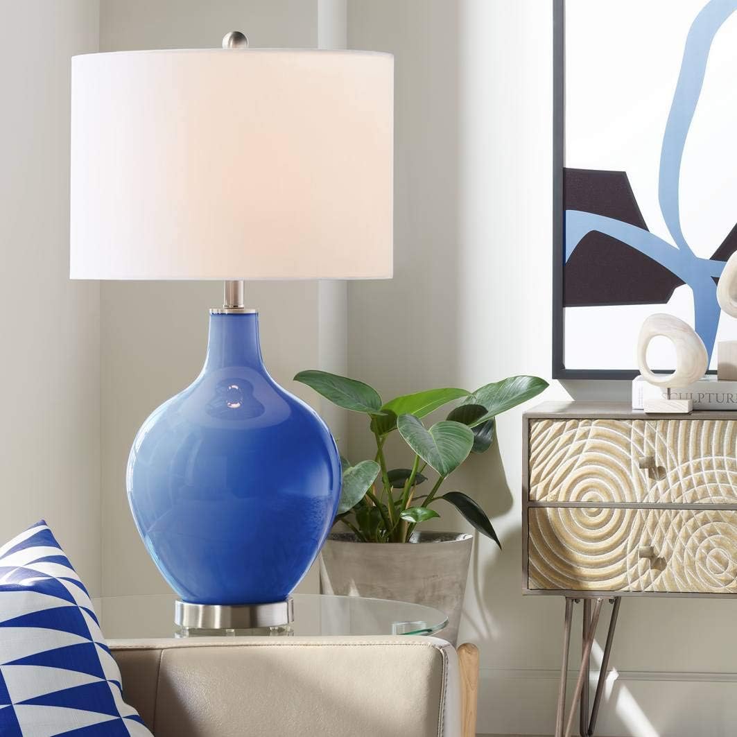 Color  Plus OVO 28 12 High Modern Coastal Dazzling Blue Table Lamp