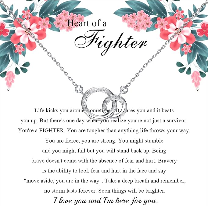 TGBJE Fighter Necklace - Heart Of A Fighter, Survivor & Strong Women Gift