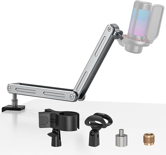 Microphone Boom Arm, Low Profile Desk Mic Stand for Podcast/Stream/Record