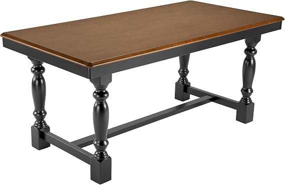 Bush Home 67-Inch Dining Table for 4-6 People, Squire Trestle Farmhouse Rectangular Wood Dining Room Table, Kitchen, Living Room, Sterling Dining Collection, Burnished Medium Brown and Black Paint