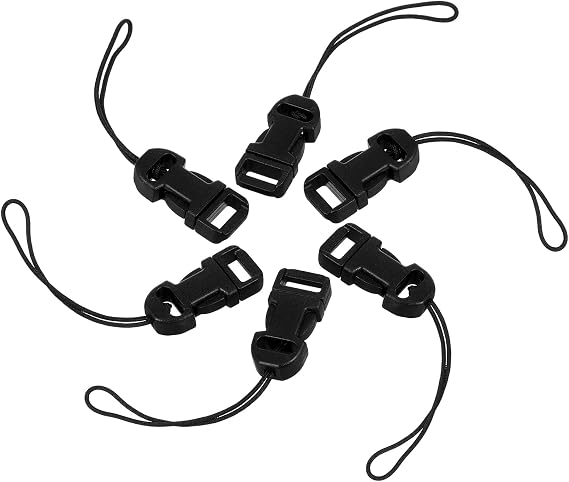 Quick Release Camera Strap, 6 Pcs Black QD Loops Connector Adapter Camera Quick Release Lanyard Clip Compatible for All Compact Digital Cameras Binoculars Drone Remote Control and USB Stick