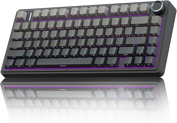 AULA F75 PRO Mechanical Keyboard Gaming 2.4 GHz/Type-C/BT5.0 Mechanical Keyboard Side Engraved Five Layer Padding Structure QWERTY Hot-Swap Wireless Gaming Keyboard 75 Percent (Grey)