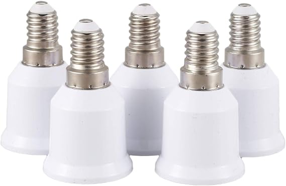 5 pcs E14, E27 LED Light Bulb Bulb Socket Converter, White