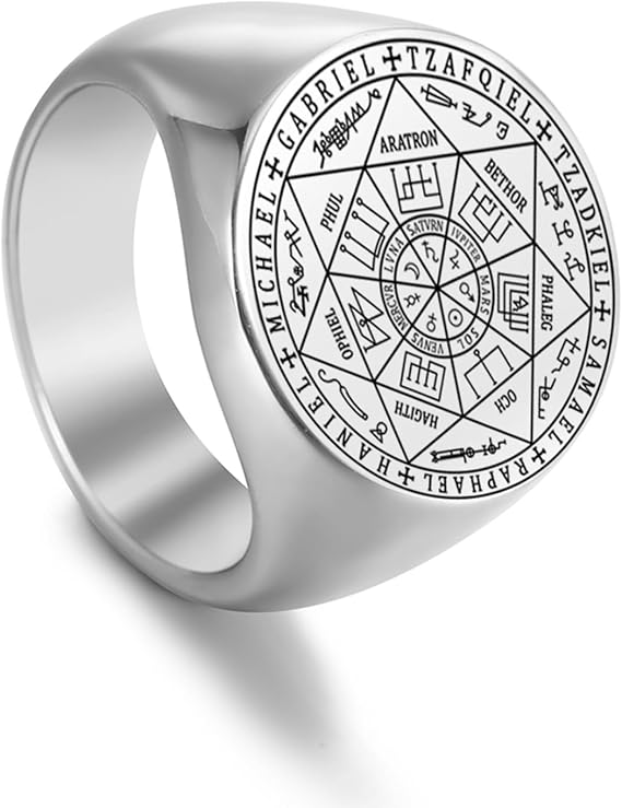 Seals of The 7 Archangels Ring for Men Sigil of Archangel St. Michael Ring Patron Saint Talisman Christian Guardian Jewelry Pagan Gift