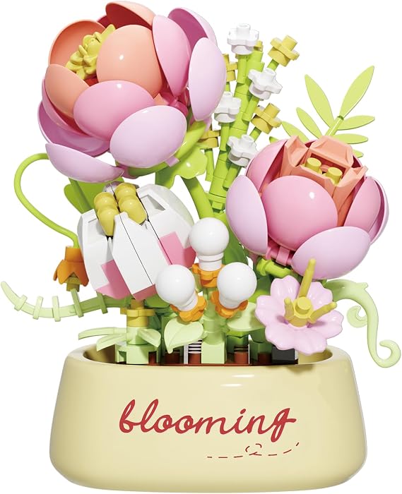 Imperial Peony Mini Flower Potted Bonsai Building Toy