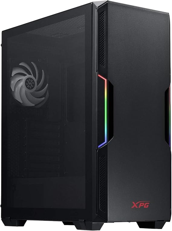 ADATA XPG GÜÇLÜ Orta Boy Bilgisayar Kasası, ATX/Micro ATX, Mini-ITX, Kompakt Boyut, Temperli Cam Yan Panel, I/O USB 3.0 Bağlantı Noktası, Siyah