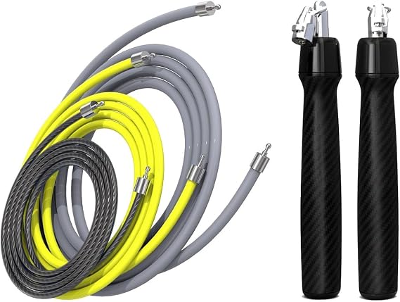 Weighted Jump Rope for Men & Women: 3-in-1 Interchangeable Weights (1/5lb, 1/4lb, 1/2lb) - 360 High-Speed Spin, Adjustable Length & Ergonomic Leather Grips for Pro Fitness, Cardio & Weight Loss