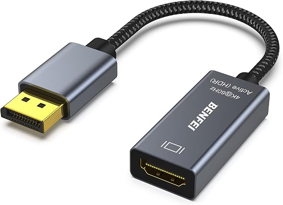 BENFEI Active DisplayPort to HDMI Adapter 4K@60Hz, Compatible with PC,Laptops, Desktop, Tablets, or DisplayPort docking stations, Supporting Eyefinity for Multi-screen Gaming