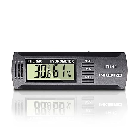 Inkbird ITH-10 Digital Thermometer and Hygrometer Temperature Humidity Monitor for Aging Box Guitar Ukulele