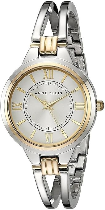Anne Klein Women's AK/1441SVTT Two-Tone Open Bangle Watch