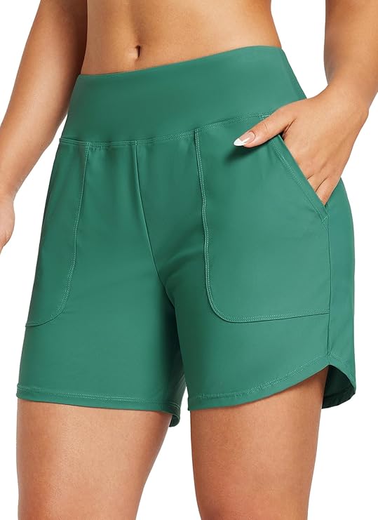 baleaf Women's 3"/5"/7" Swim Shorts High Waisted Board Quick Dry Pocket