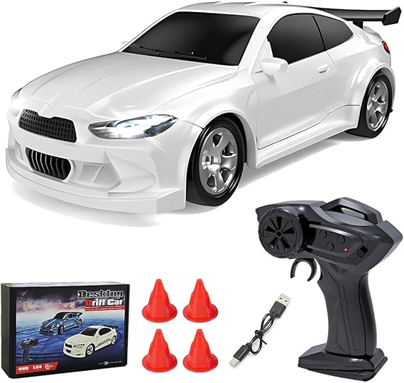 1/64 Scale Drift RC Car, 2.4Ghz Desktop Mini Racing Drift Remote Contrl Car Model, 4WD Mini RC Vehicle Hobby Gift for Adults