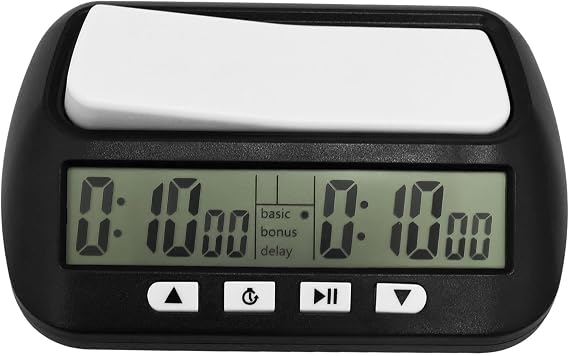 Chess Clock Professional Digital Chess Clock Timer with Alarm Function and 4 Modes (Count Up/Down Timer, Delay, Bonus), Lightweight Portable Design for Tournaments, Home & Outdoor(black)