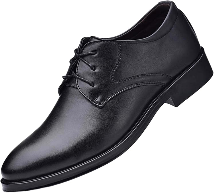 Black Dress Shoes for Men Fashion Oxfords Classic Lace up Shoe Heel Pad Design for Formal Occasions Work Footwear