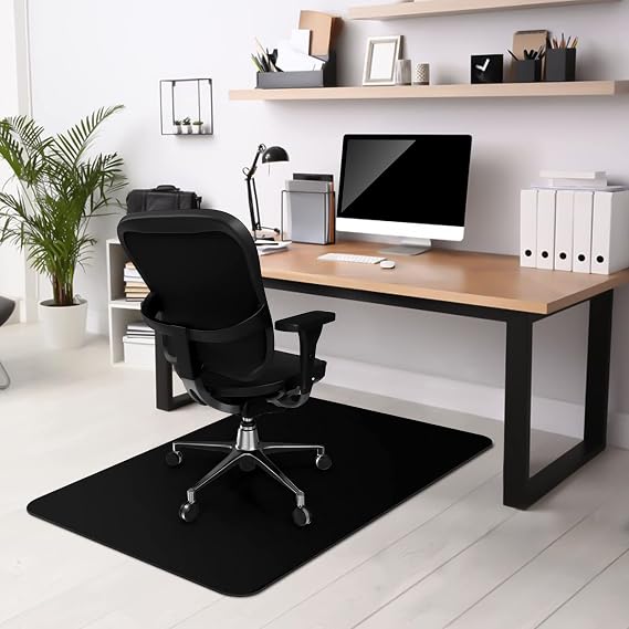 Kuyal Black Chair mat for Hardwood Floor, 36 x 48 inches Rectangle