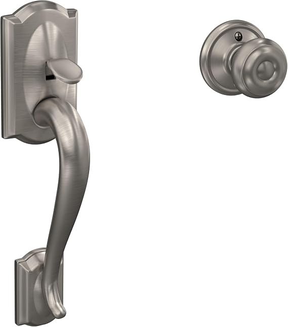 SCHLAGE Camelot Lower Half Entry Handleset, Georgian Knob, Satin Nickel
