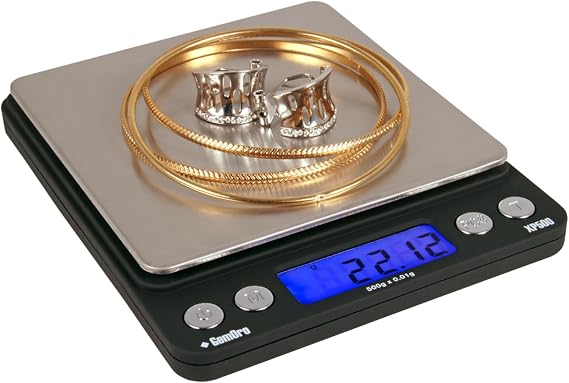 GemOro Platinum XP500 | Jewelers Pocket Scale | Countertop Portable Scale with Durable Precision | Digital Accurate Tool with Expert Professional Reading & Accuracy 500g x 0.01g Readability (Silver)