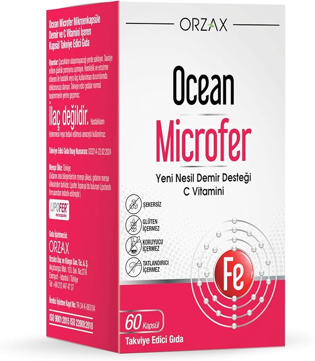 Orzax Ocean Microfer Demir ve C Vitamini 60 Kapsül