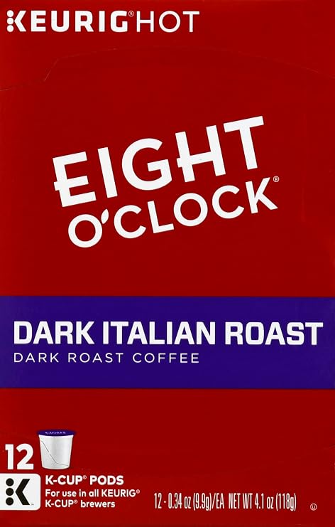 Eight O'Clock Coffee Dark Italian Roast Keurig K-Cups Coffee Pack, 12 Count