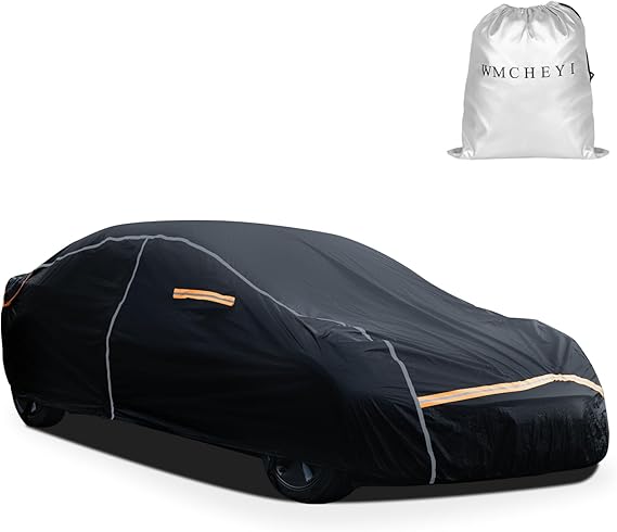 Car Cover Waterproof All Weather for 185"(185 * 70 * 59 inch) Sedan | 6 Layers for Automobiles, Full Exterior Cover with Zipper, Outdoor SUV Car Cover Sun UV Rain Snow Wind Protection