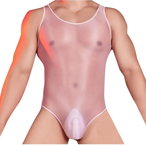 wodceeke Men's Sexy Sheer Mesh Bodysuit Leotard Wrestling Singlet Thong Underwear See Through One Piece Fitness Jumpsuits