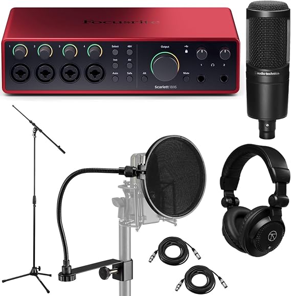 Focusrite Scarlett 18i16 4th Gen USB Audio Interface,with Mic, Stand Headphone