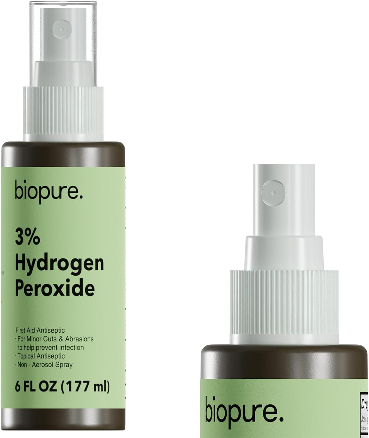 Biopure 6 Fl Oz Hydrogen Peroxide Spray – Convenient Non-Aerosol Spray Bottle with 3% Hydrogen Peroxide| Hydrogen Peroxide 3% First Aid Topical Antiseptic for Minor Cuts and Abrasions 6 Fl Oz