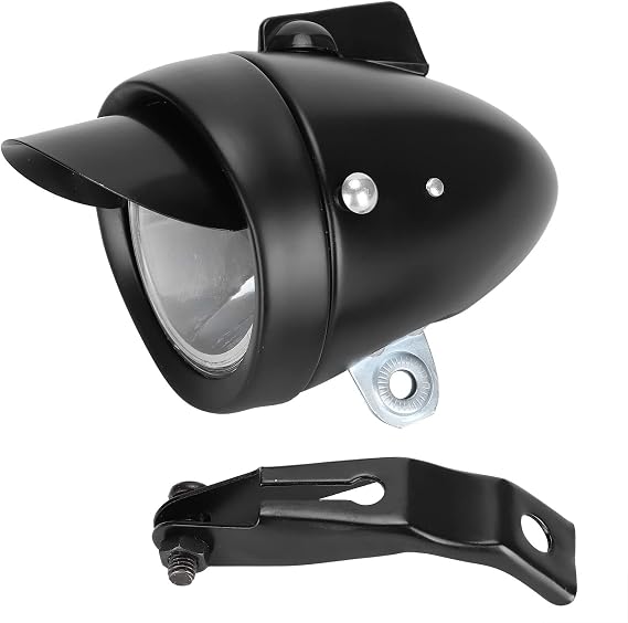 Vintage Bike Headlight, LED Light for Night Riding, Retro, Sturdy and, Front Safety Lamp with Optimal Light Output, 160a Visual Angle (Black)