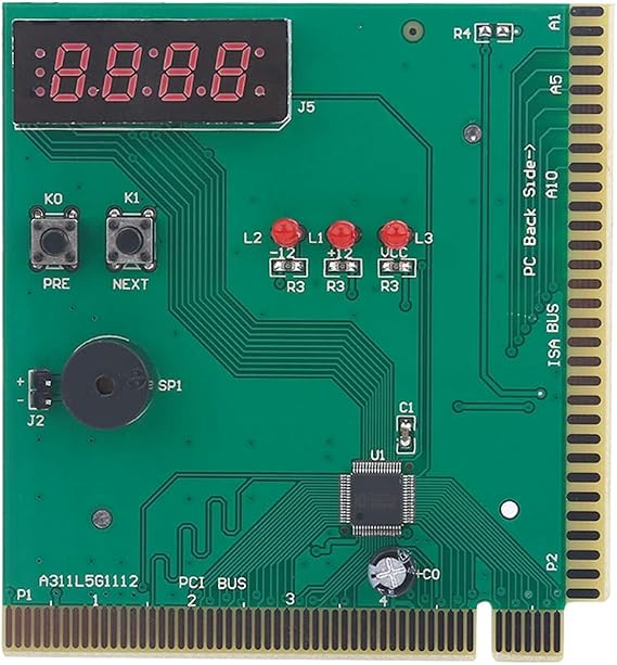 PC Motherboard Diagnostic Card, 4-Digit Card PC Analyzer Computer Diagnostic Motherboard Post Tester for PCI & ISA