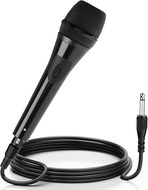 HWWR Dynamic Wired Microphone, 6.35mm Cardioid Karaoke Mic for Professional Setting, Handheld Vocal Microphone for Karaoke Machine, PA System, Stage, Speech, Party Events