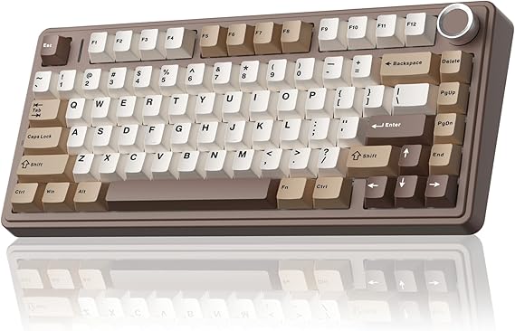 AULA F75 75% Wireless Mechanical Keyboard,2.4Ghz/Type-C/BT5.0 Gaming Keyboards,Advanced Structure,RGB Backlight,Creamy Sound,Hot Swappable Custom Keyboard for PC/Mac (Mocha)