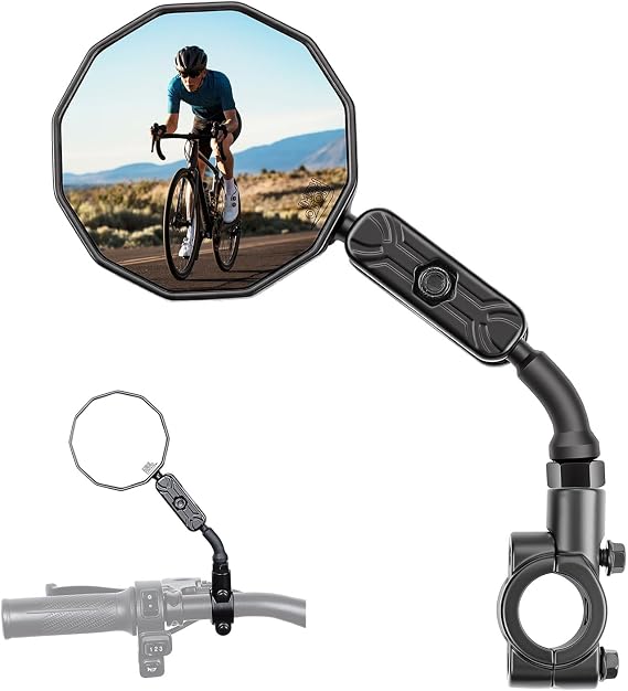 KEMIMOTO Bike Mirror, 360 Adjustable Aluminum Rear View, Easy Install