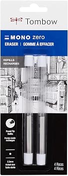 Tombow 57316 Mono Zero Eraser Refills, Round 2.3mm, 2-Pack