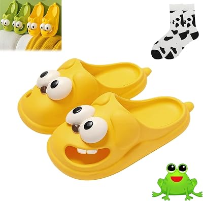 Kissing Slippers,Tongue Slippers,Funny 3d Big Eye Dog Slipper-Green Slippers,Eva Slippers