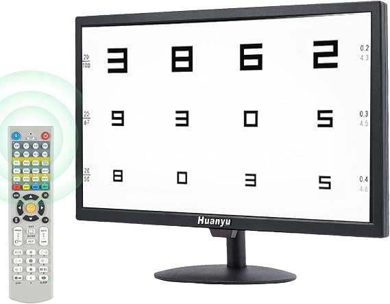 Huanyu Visual Acuity Chart Digital 23inch LCD Electronic Optical Eye Charts with 44+ Visual Targets and 5 Display Methods Optometry Tester Projector with Remote