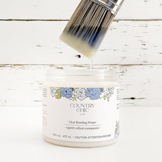 Clear Bonding Primer - Chalk Style Furniture Paint Surface Prep Clear Primer Base Coat - Adhesive Furniture & Decor Primer for Laminate, Glass, Metal, Oil-Based Paint or Stain - Pint (16 oz)