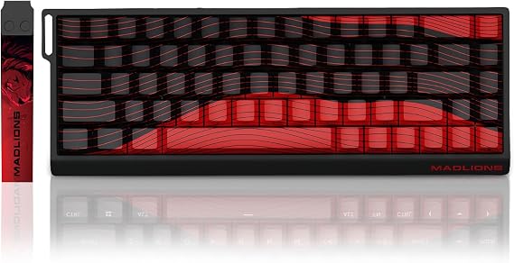 MADLIONS MAD 68 R Magnetic Switch Keyboard,Hall Effect Rapid Trigger 8K Adjustable Actuation Hyper-Fast 65% Wired RGB Mechanical Gaming Keyboard with Side Printed Keycaps Custom Software (Black-Red)