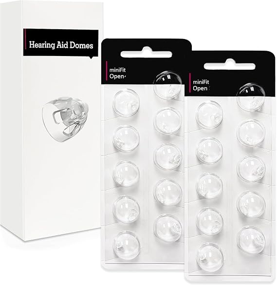 Open Domes 10mm Double Vent Hearing Aid for Oticon Replacements, Oticon Minifit Double Vent Domes, 2 Pack of 10 Each (Total 20Pcs)