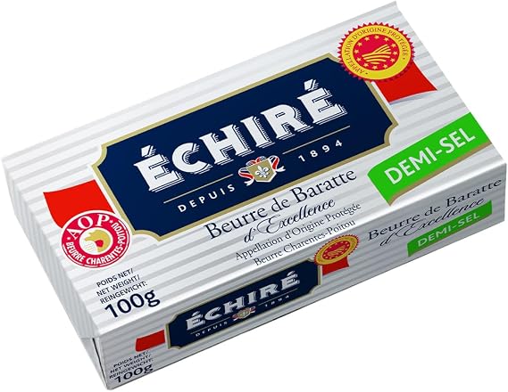 Echire Butter 100g Block Traditional French Fermented Butter Salted Fermented Butter for Sale Echire echire Gift Confectionery A.O.P. Authorized Importer of Echire Air Freight French Product