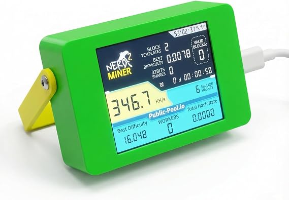 NerdMiner V2 Max 345K Bitcoin Mini Miner Solo BTC Lottery Miner with 2.8 inch Display, Low Power Crypto Home Miner Gadget