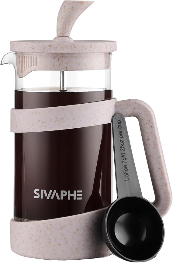 Sivaphe Small French Press 12 fl.oz Light-weight Durable High Borosilicate Carafe with Stainless Steel Filter 0.35L Coffee Maker Frothed