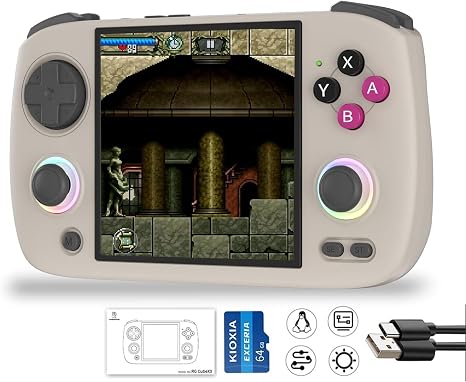 RG Cubexx Retro Game Handheld 3.95 Inch IPS Screen 720*720 Linux System,RGCube XX 64GB Card Pre-Installed 5373 Games 3800mAh Supports 5G WiFi Bluetooth Online Fighting,Streaming