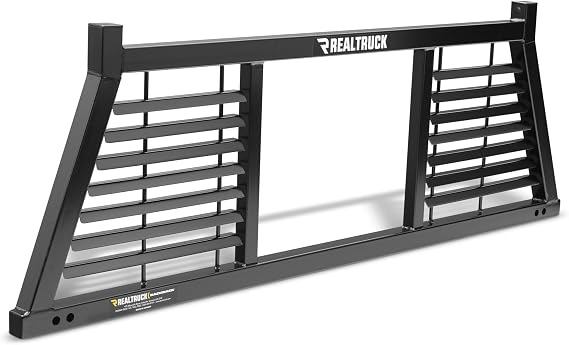 RealTruck BACKRACK Half Louvered Rack Frame Only | Black, No Drill | 148LV | 2001-2025 Chevrolet/GMC Silverado/Sierra 2500/3500HD; 2017-2025 Dodge RAM 1500/2500/3500; 2004-2025 Nissan Titan & Others