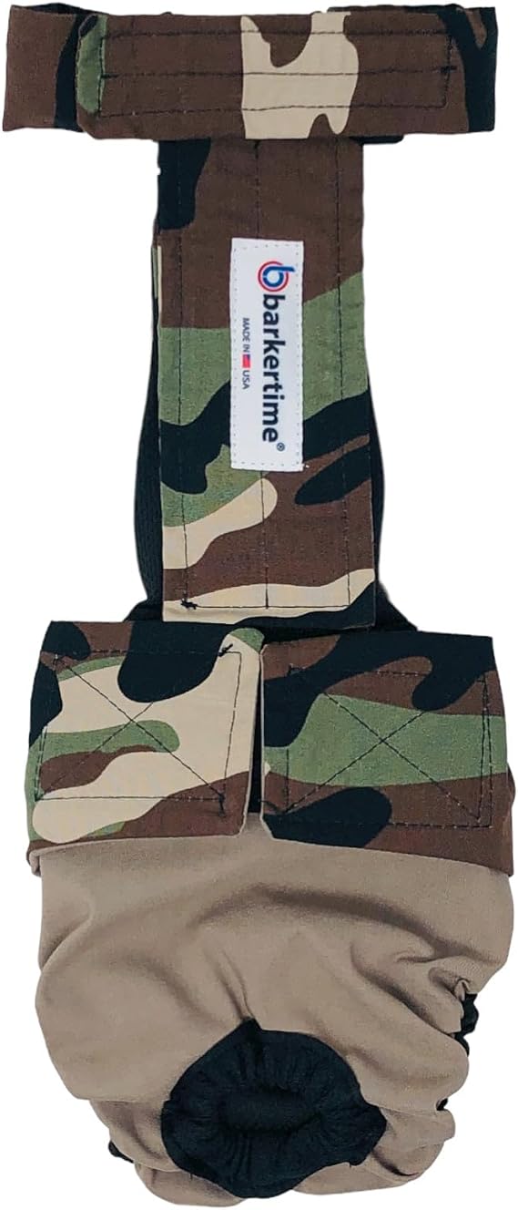 Camo on Brown Dog Diaper Overall, L, Without Tail Hole - Made in USA