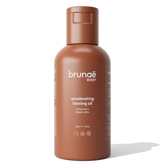 BRUNAE BODY Dark Tanning Oil - Accelerating Formula, 14+ Natural Oils | Sun Activator for Outdoor Sunbeds - Deep Tan Enhancer with Nourishing Botanicals - Buriti - Jojoba - Tanning Beds