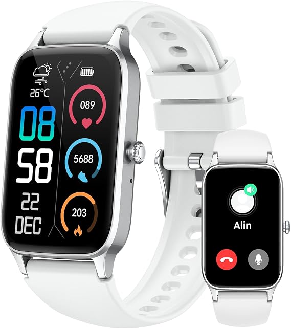 Smart Watch for Men Women, 1.57"HD Smartwatch with Answer/Make Calls, New Fitness Watch with Heart Rate Sleep Monitor, Pedometer IP68 Waterproof with 110+ Sport Smart Band for Android iOS White