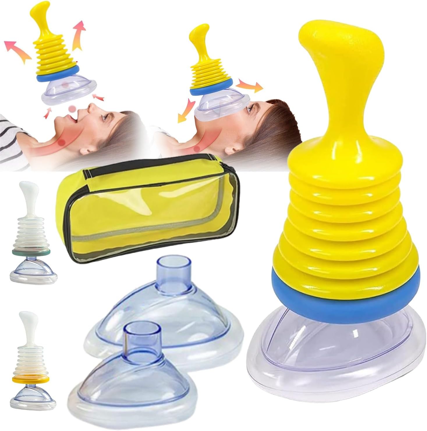 Suffocation Rescue Device Emergency Suffocation Device Portable Choking Rescue Device with 2 Masks for Kids Adults Suffocation Tool Portable Airway Suction Device with Airway Suction First Aid Kit for